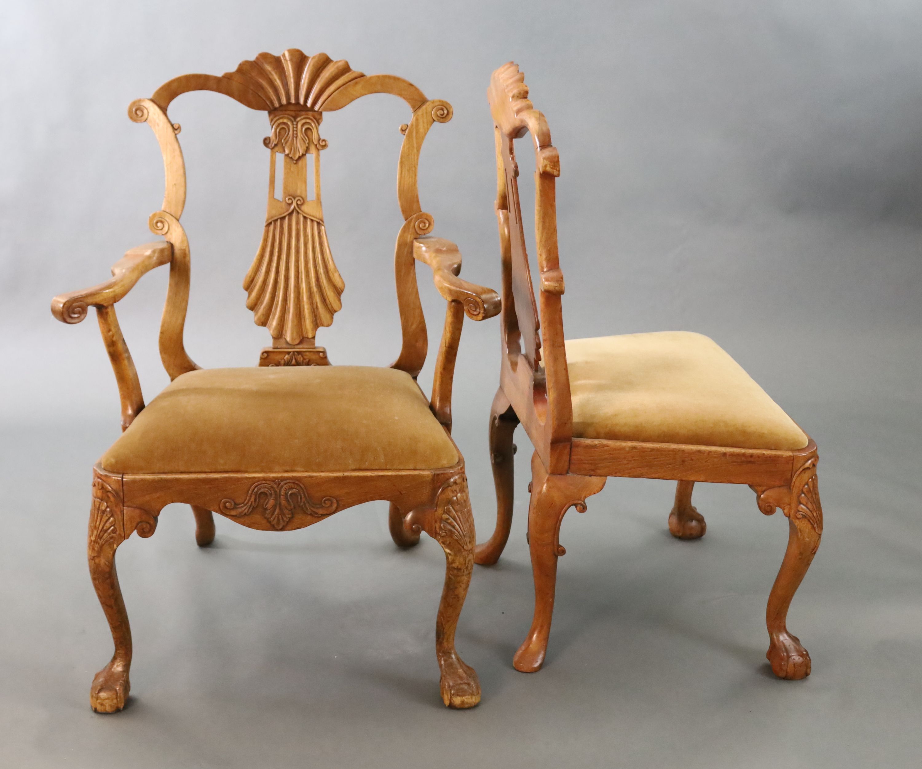 A set of eight Chippendale style mahogany dining chairs, including two carvers,